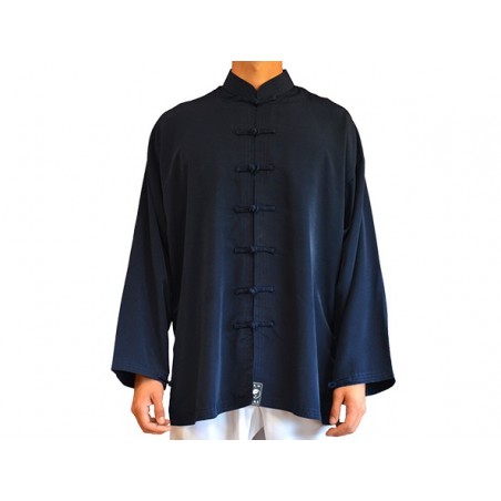 VESTE TAICHI QI GONG voile de coton BLEU MARINE